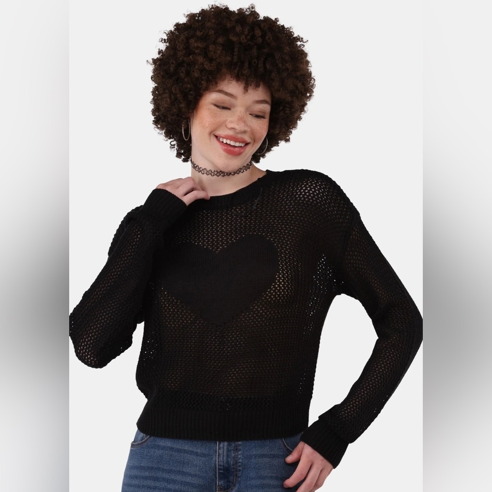 No Boundaries Heart Mesh Pullover, Lightweight, Women's, Sizes Small NWT